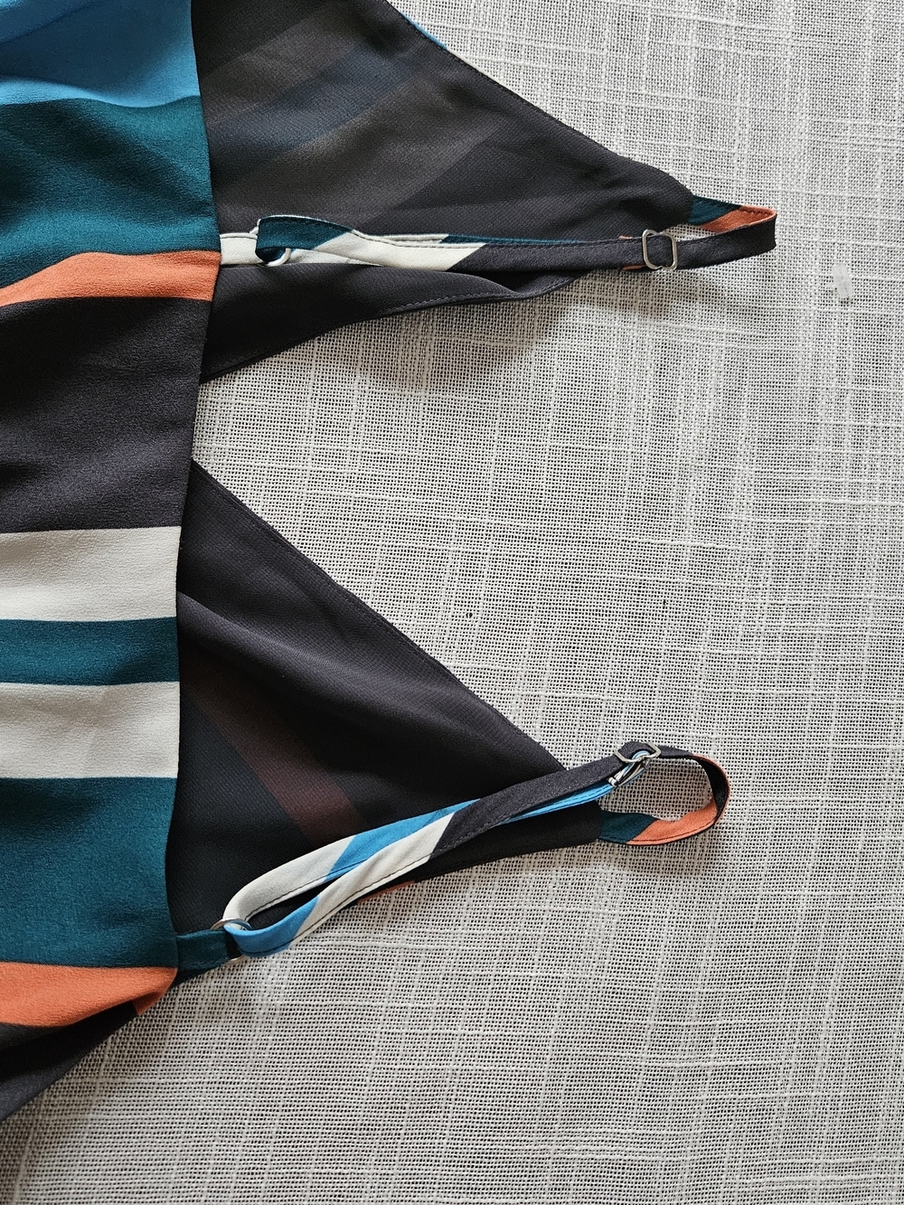 ​ANN TAYLOR LOFT Striped Faux Wrap Maxi Dress Small Blue Teal Orange Ruffle - Picture 14 of 16